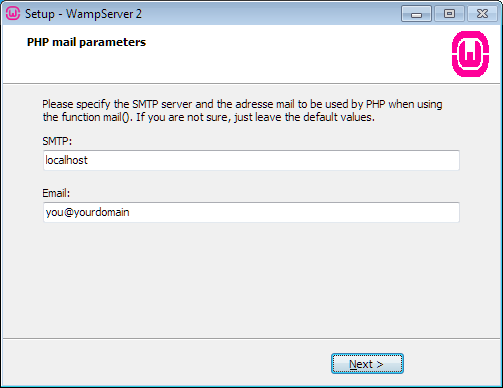 WampServer 安裝程式 - PHP Mail 設定