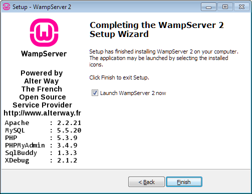 WampServer 安裝程式 - 完成