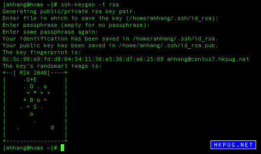 建立帳號的 RSA 加密鑰匙